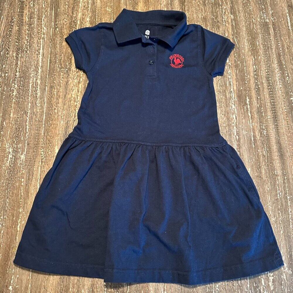 Primrose Uniform Navy Kids Polo Dress with Red Logo